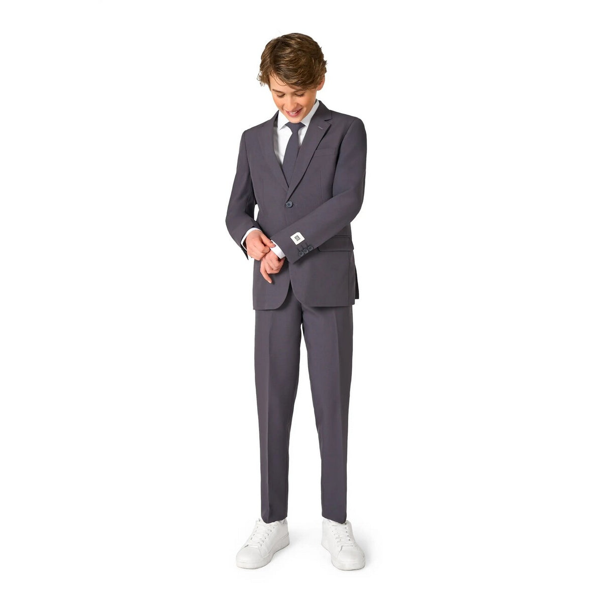 Op deze afbeelding zie je een Kostuums, van het merk Opposuits. Charcool Jongen Kostuum