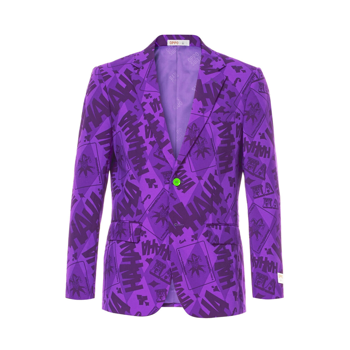Op deze afbeelding zie je een Kostuums, van het merk Opposuits. Batman Joker™ Strip Lach Kostuum