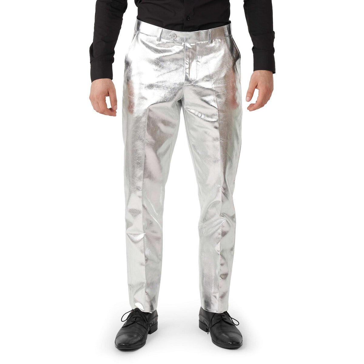 Op deze afbeelding zie je een Kostuums, van het merk Opposuits. Shiny Silver Man Kostuum