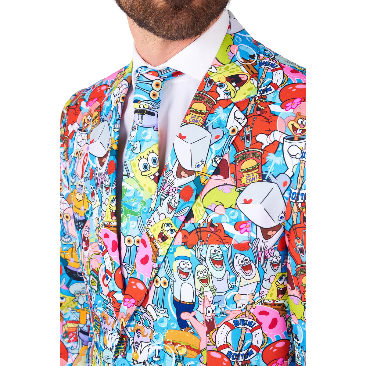 Op deze afbeelding zie je een Kostuums, van het merk Opposuits. Spongebob Whole Family Man Kostuum