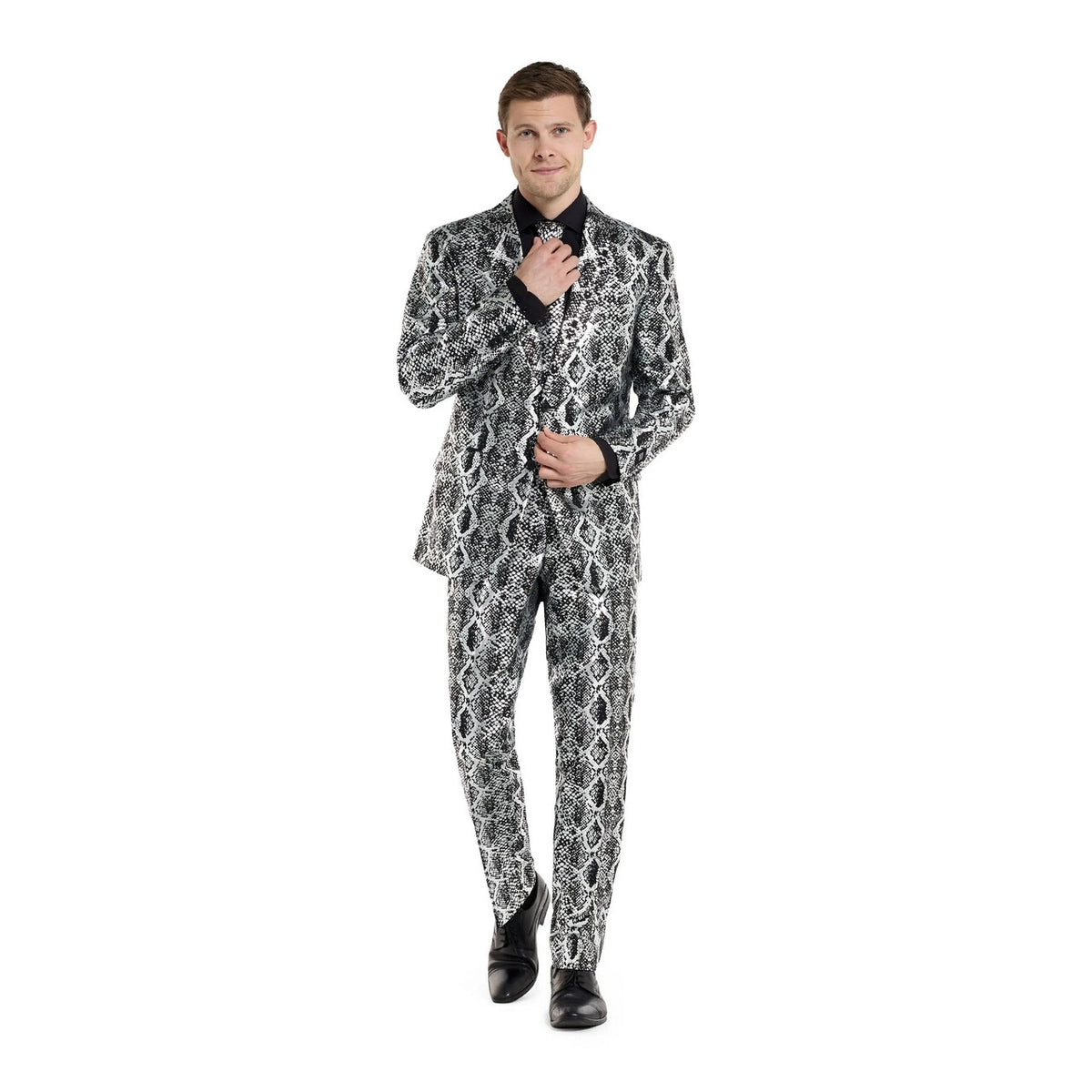 Op deze afbeelding zie je een Kostuums, van het merk Opposuits. Silver Snake Chique Man Kostuum