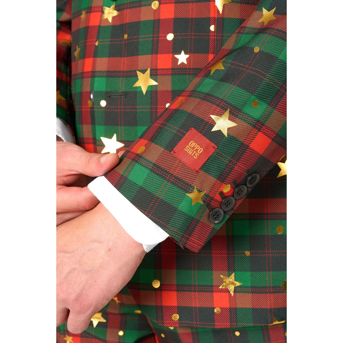 Op deze afbeelding zie je een Kostuums, van het merk Opposuits. Tartan Tidings Man Kostuum