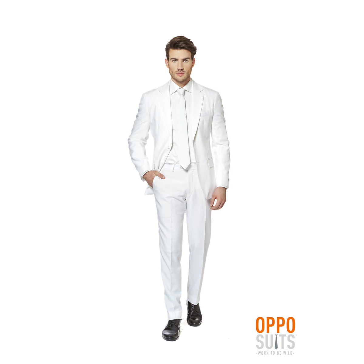 Op deze afbeelding zie je een Kostuums, van het merk Opposuits. Angel White Night Opposuit Man Kostuum