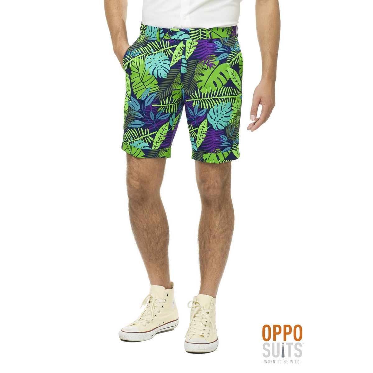 Op deze afbeelding zie je een Kostuums, van het merk Opposuits. Juicy Jungle Tropische Varens Zomer Man Kostuum