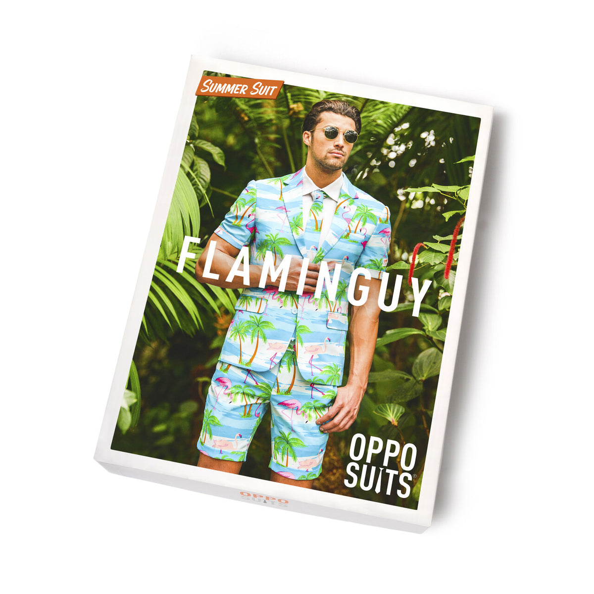 Op deze afbeelding zie je een Kostuums, van het merk Opposuits. Summer Festival Miami Flaminguy Opposuits Man Kostuum