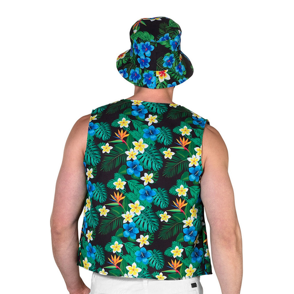 Op deze afbeelding zie je een Kostuums, van het merk PartyXplosion. Hot In Hawaii Set Man Kostuum