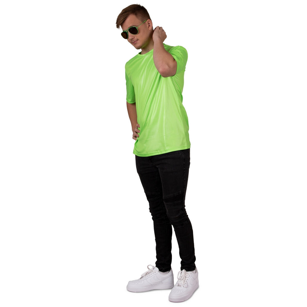Op deze afbeelding zie je een Kostuums, van het merk PartyXplosion. Ernest Disco Shirt Neon Groen Man