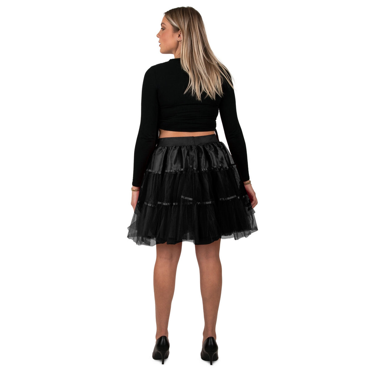 Op deze afbeelding zie je een Kostuums, van het merk PartyXplosion. Petticoat Chique Zwart 45 Centimeter Vrouw