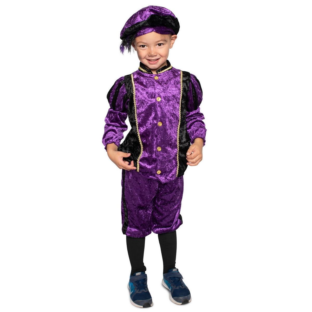 Op deze afbeelding zie je een Kostuums, van het merk PartyXplosion. Lief Paars Pietje Kind Kind Kostuum