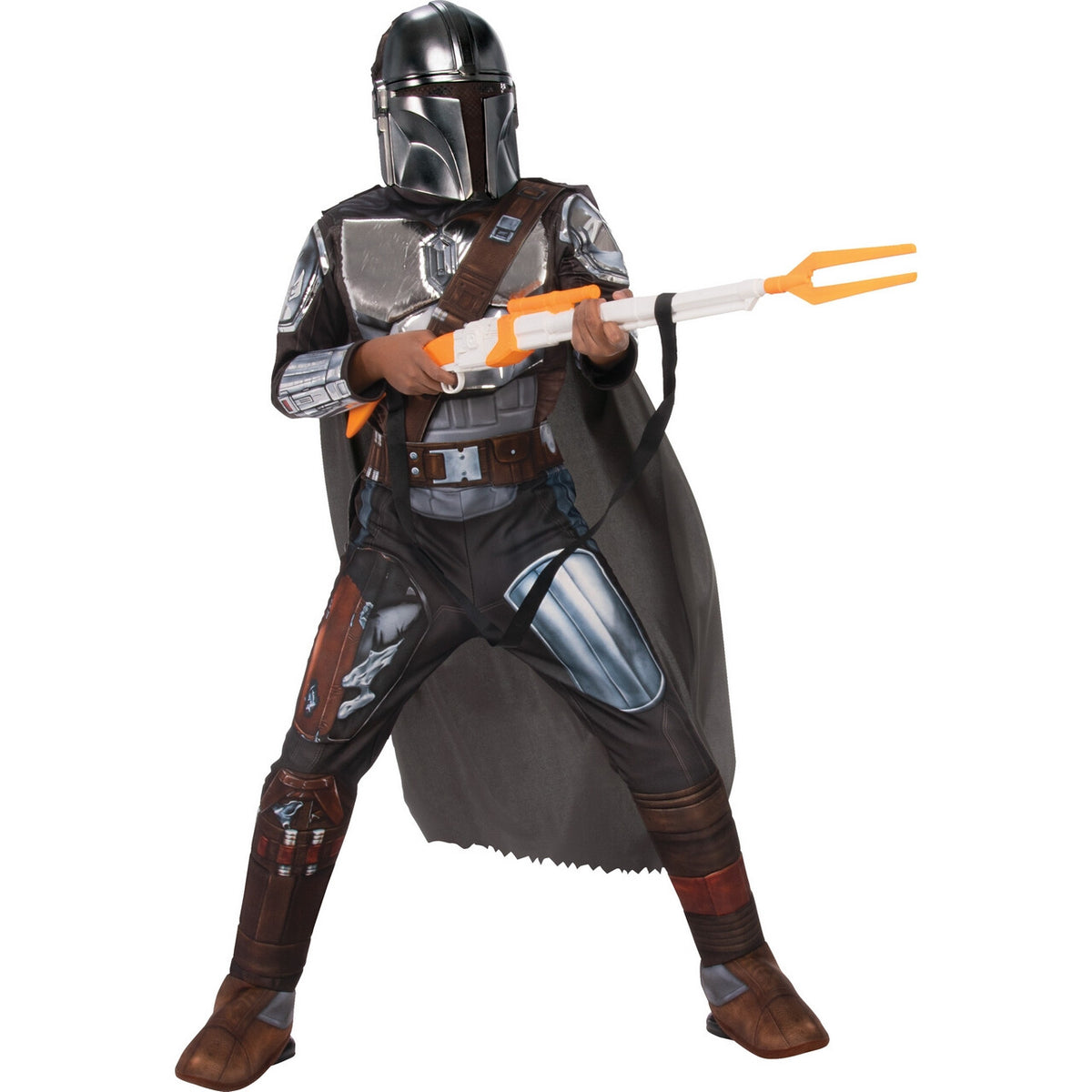 Op deze afbeelding zie je een Kostuums, van het merk Rubies. Mando De Mandalorian Classic Kind Kind Kostuum