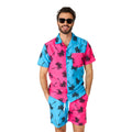 Plage Sous Les Palmiers Rose Bleu Costume Homme