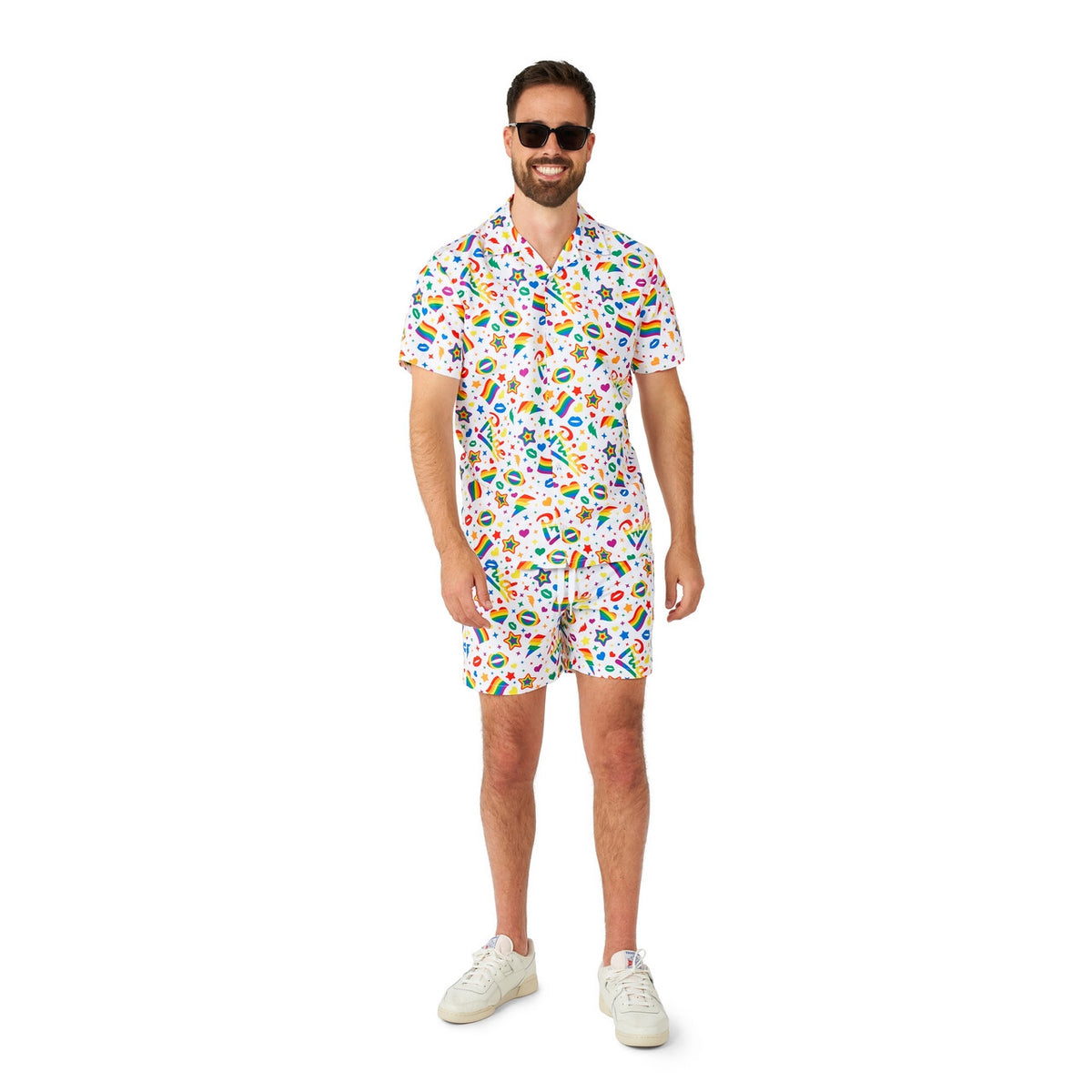 Op deze afbeelding zie je een Kostuums, van het merk Suitmeister. Pride Icons Rainbow Party Man Kostuum