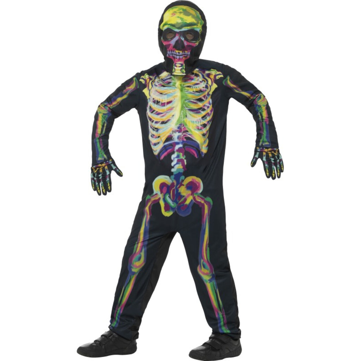 Op deze afbeelding zie je een Kostuums, van het merk Smiffy's. Rontgen Glow In The Dark Skelet Jongen Kostuum