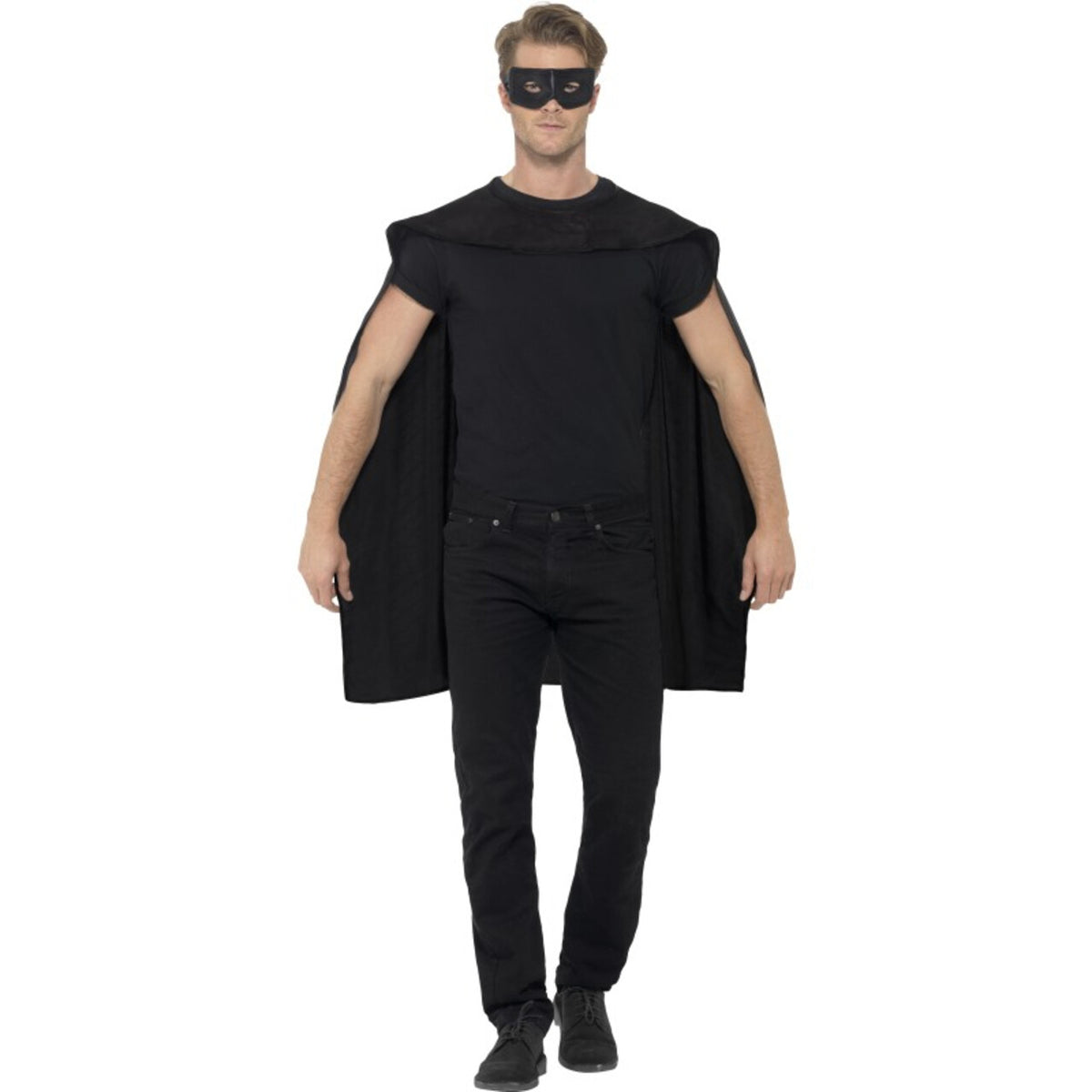 Op deze afbeelding zie je een Kostuums, van het merk Smiffy's. Zwarte Cape En Oogmasker Mexicaanse Superheld Kostuum