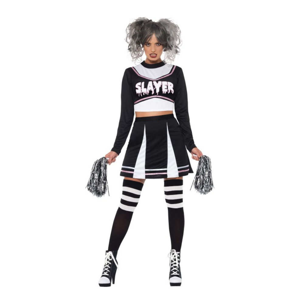 Op deze afbeelding zie je een Kostuums, van het merk Smiffy's. Moordzuchtige Griezel Cheerleader Vrouw Kostuum