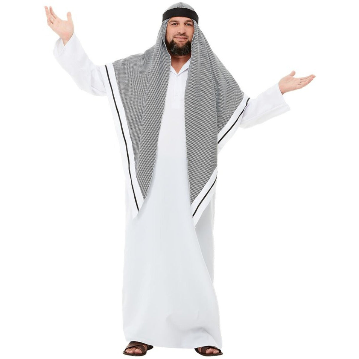 Op deze afbeelding zie je een Kostuums, van het merk Smiffy's. Sjeik Nabije Oosten Grote Hoofddoek Man Kostuum