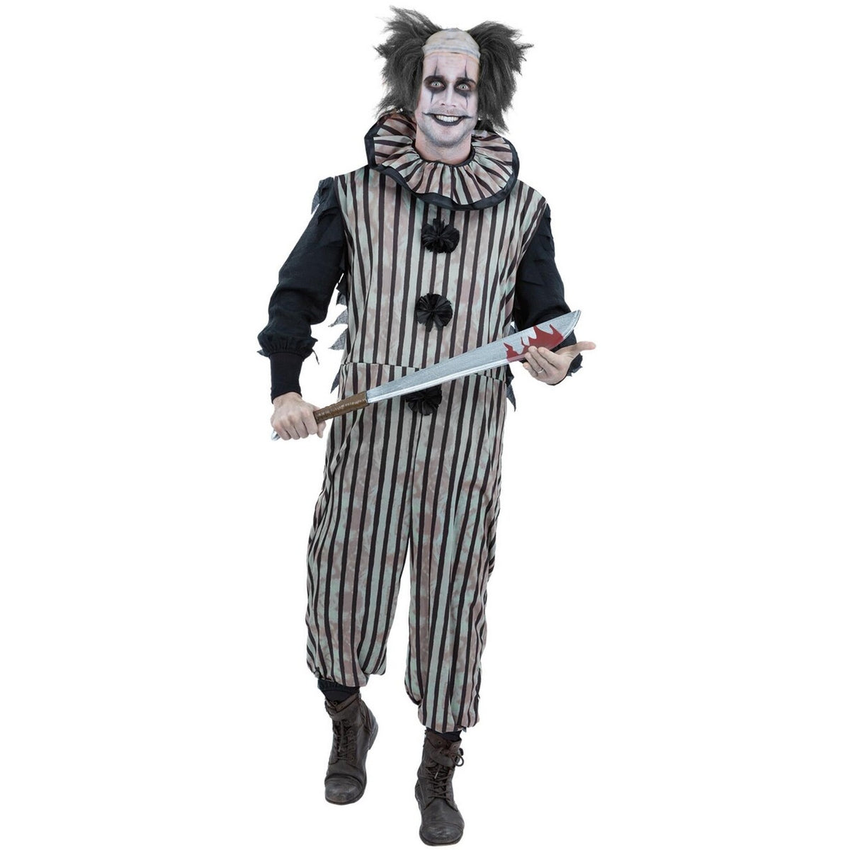 Op deze afbeelding zie je een Kostuums, van het merk Smiffy's. Donkere Vintage Clown Man Kostuum