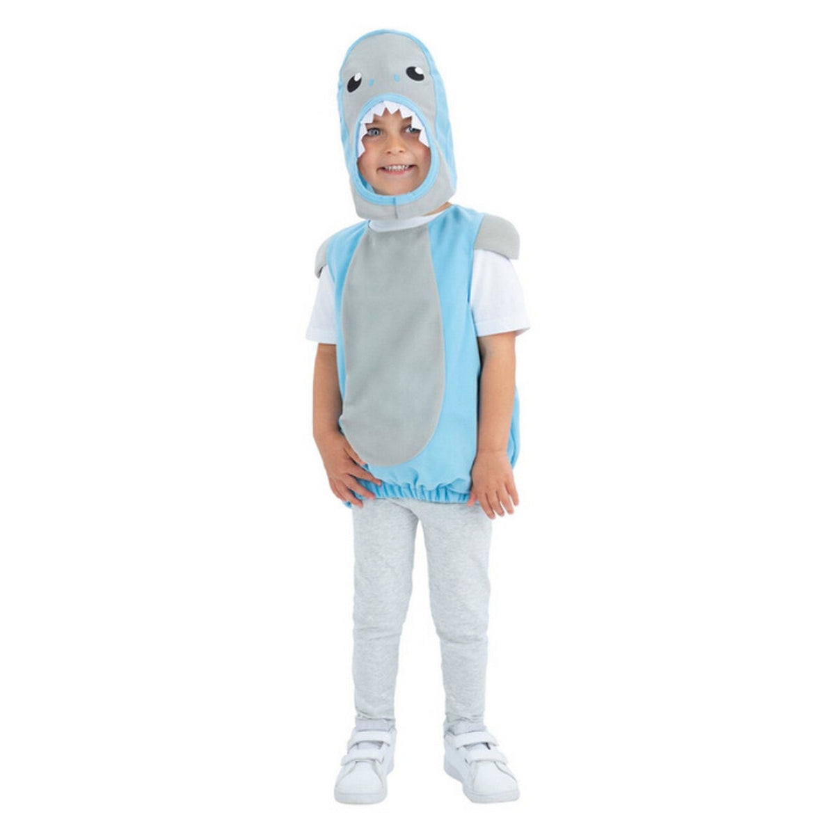 Op deze afbeelding zie je een Kostuums, van het merk Smiffy's. Baby Haai Blauw Kind Kostuum