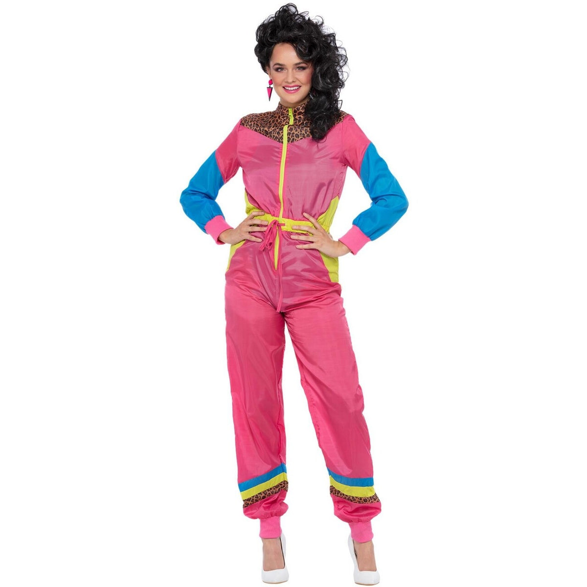 Op deze afbeelding zie je een Kostuums, van het merk Smiffy's. Lekker Fout 80s Panter Apres Ski Pak Roze Vrouw