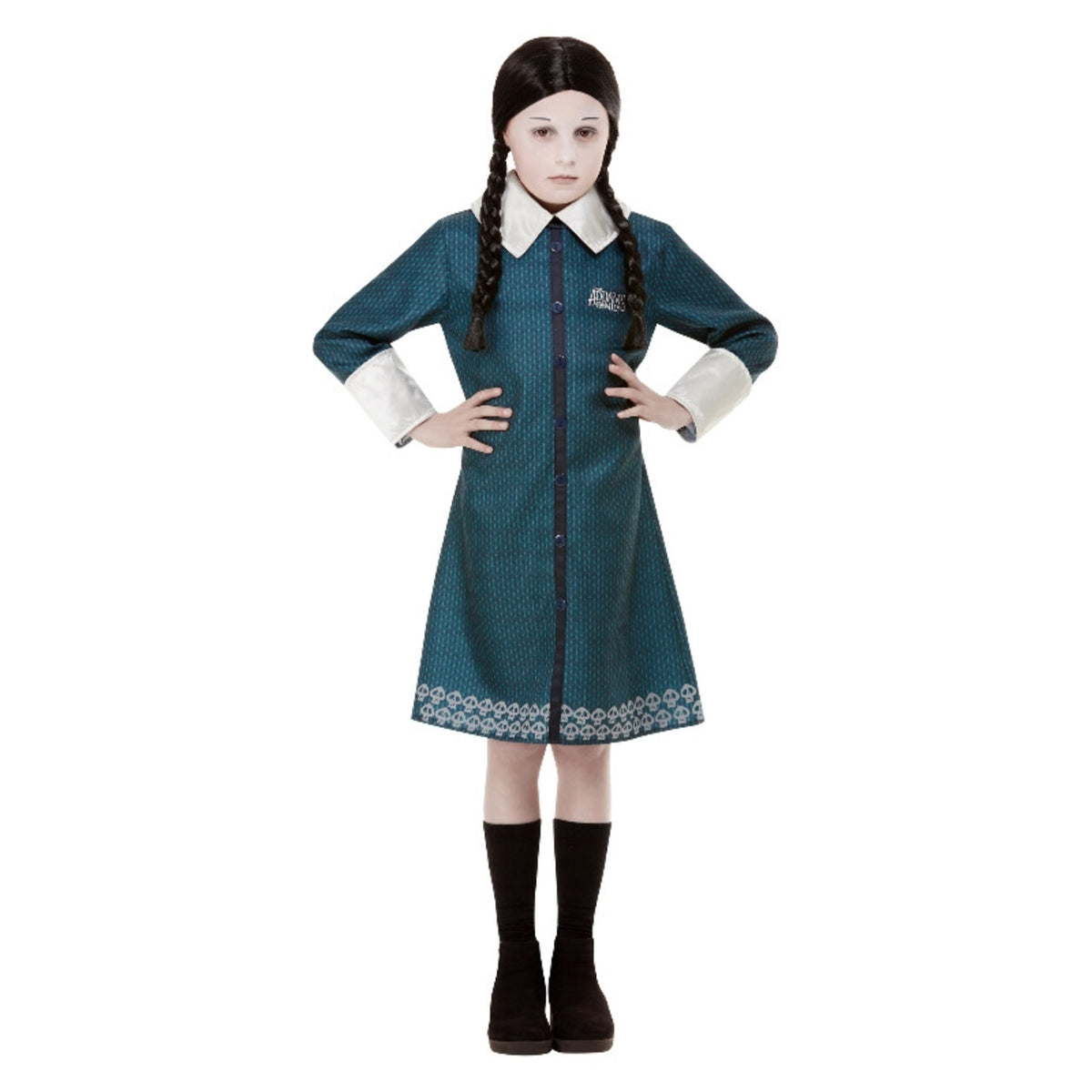 Op deze afbeelding zie je een Kostuums, van het merk Smiffy's. Addams Family Wednesday™ Meisje Kostuum
