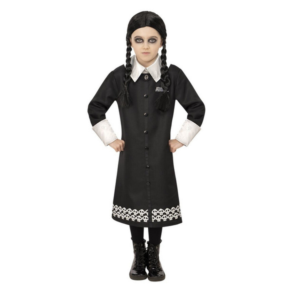 Op deze afbeelding zie je een Kostuums, van het merk Smiffy's. Addams Family Wednesday Spook Kind Meisje Kostuum