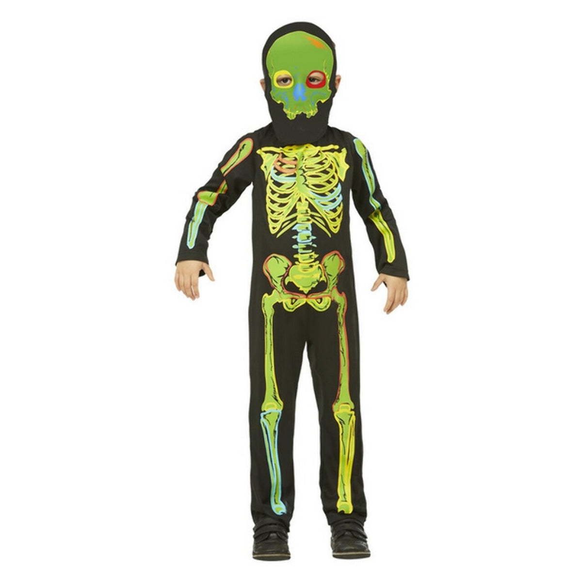 Op deze afbeelding zie je een Kostuums, van het merk Smiffy's. Glow In The Dark Skelet Zombie Glowboy Jongen Kostuum