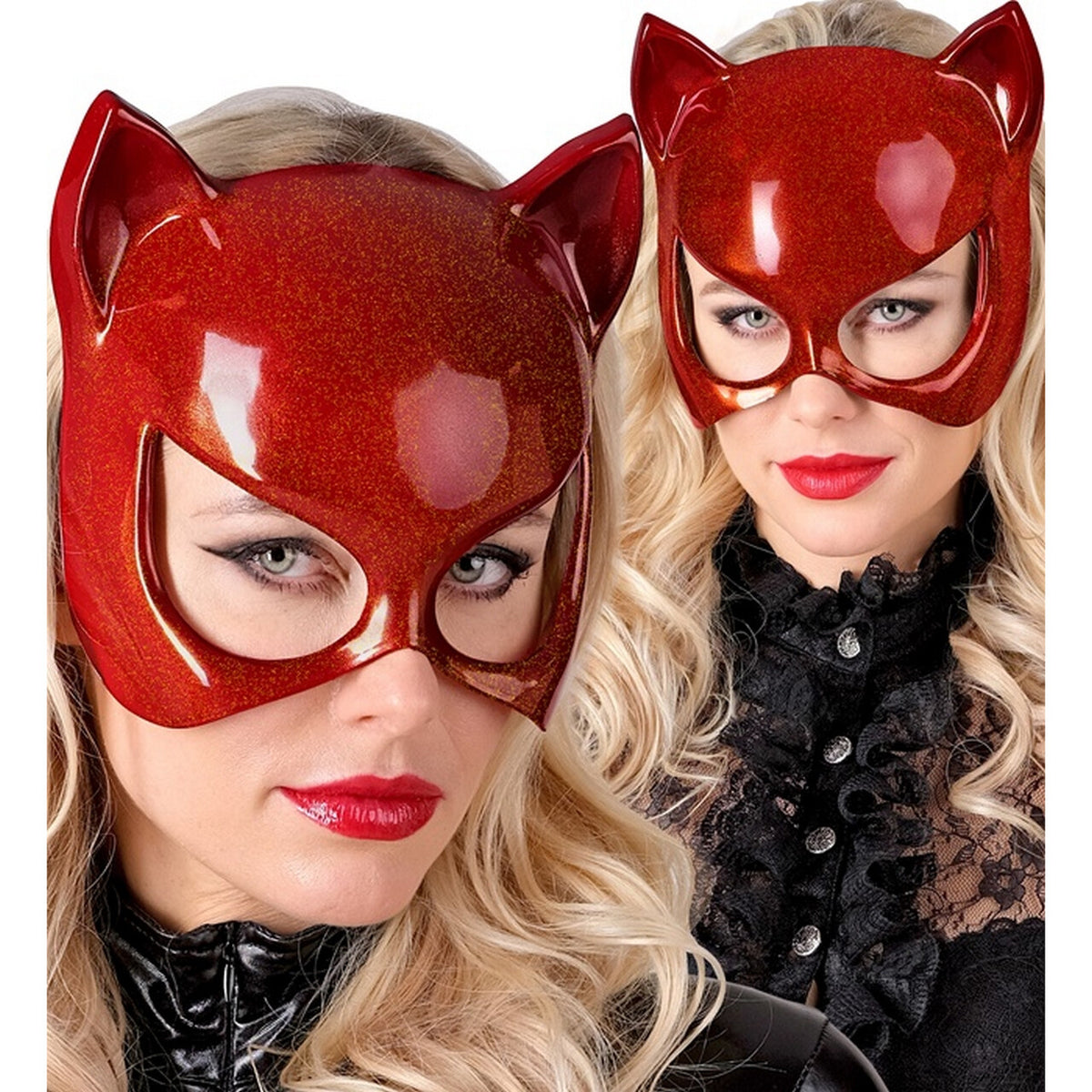 Op deze afbeelding zie je een Accessoires, van het merk Widmann. Catwoman Oogmasker Rood