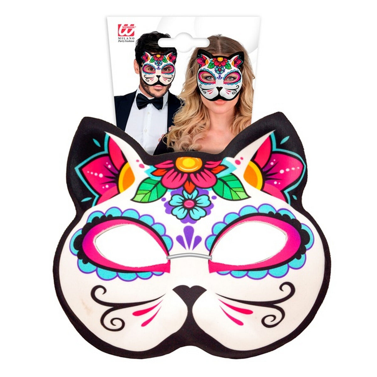 Op deze afbeelding zie je een Accessoires, van het merk Widmann. Masker Day Of The Dead Kat