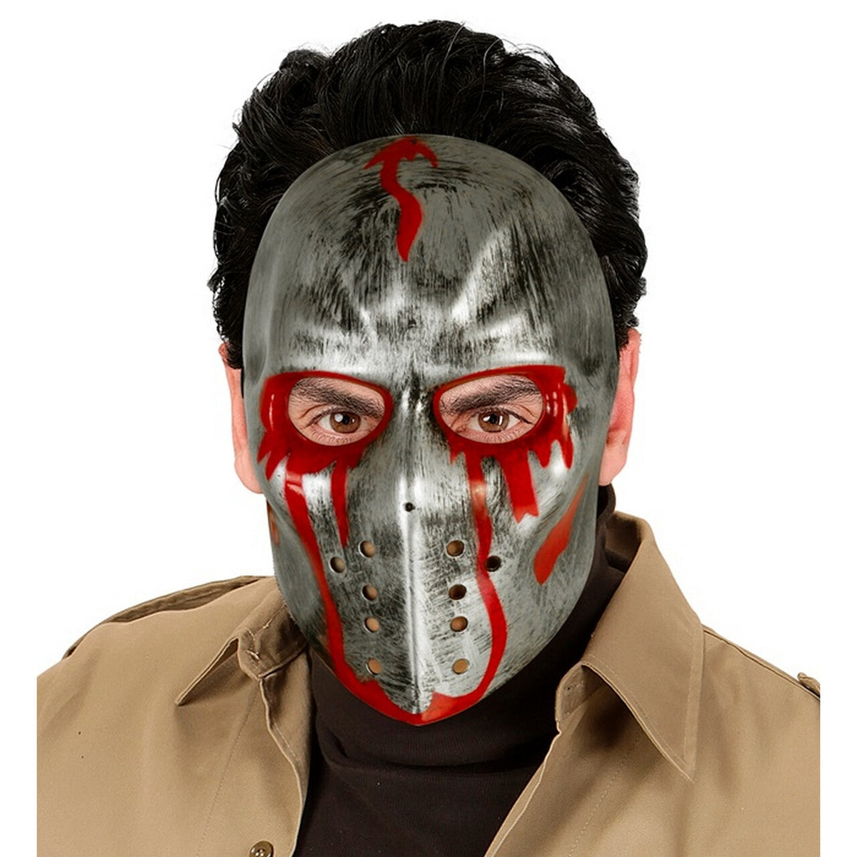 Op deze afbeelding zie je een Accessoires, van het merk Widmann. IJshockey Masker Jason Zilver