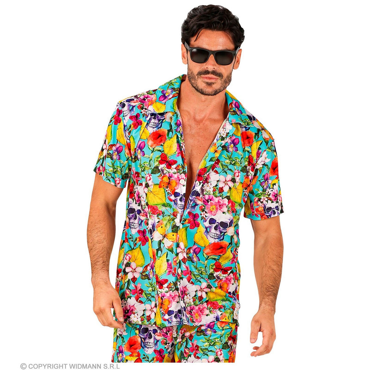 Op deze afbeelding zie je een Kostuums, van het merk Widmann. Tropical Party Of The Dead Shirt Man