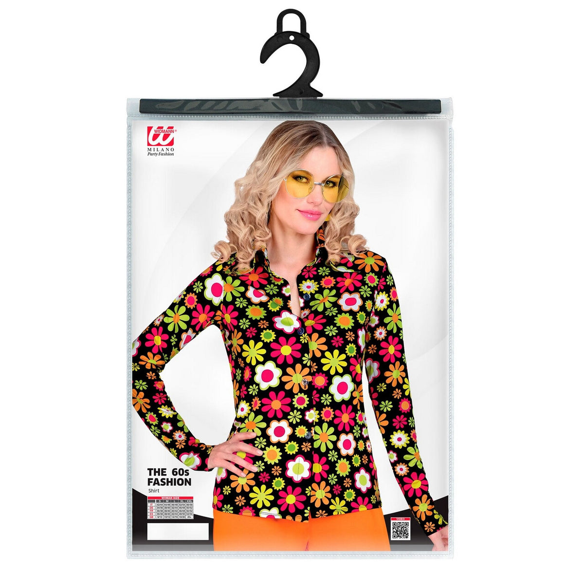 Op deze afbeelding zie je een Kostuums, van het merk Widmann. Super 60s Flower Dance Shirt Vrouw