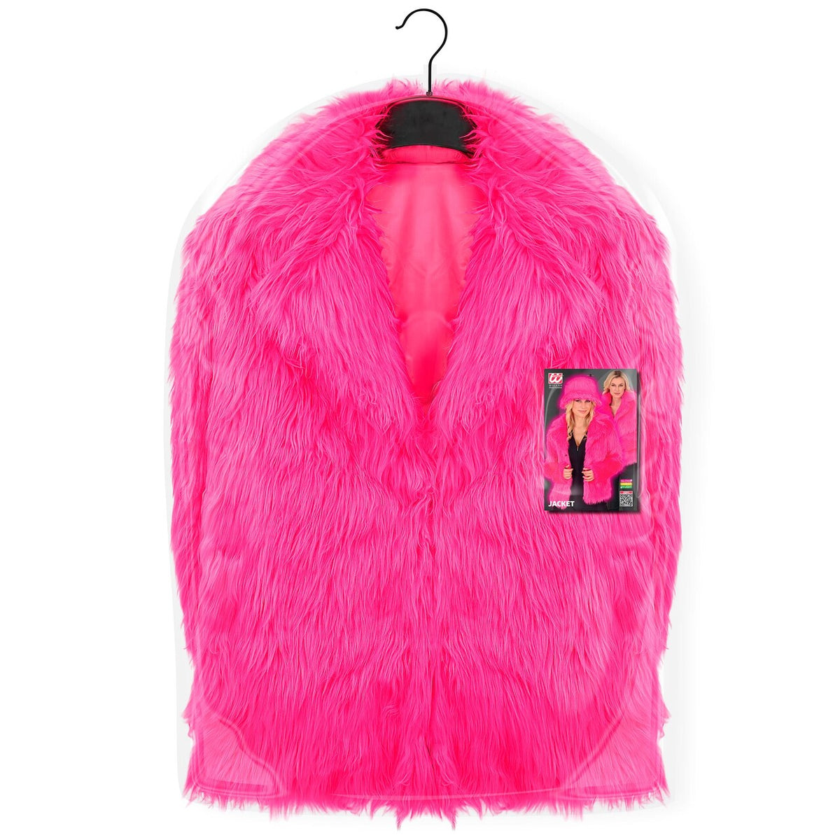 Op deze afbeelding zie je een Kostuums, van het merk Widmann. Neon Bontjas Priscilla Pink Vrouw