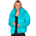 Manteau En Fausse Fourrure Bleu Turquoise