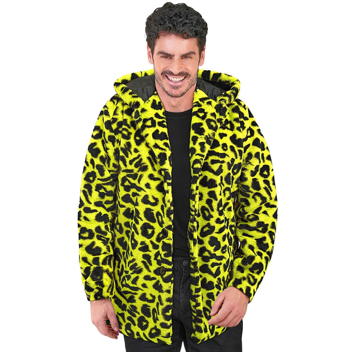 Op deze afbeelding zie je een Kostuums, van het merk Widmann. Bontjas Met Capuchon Crazy Animal Party Geel