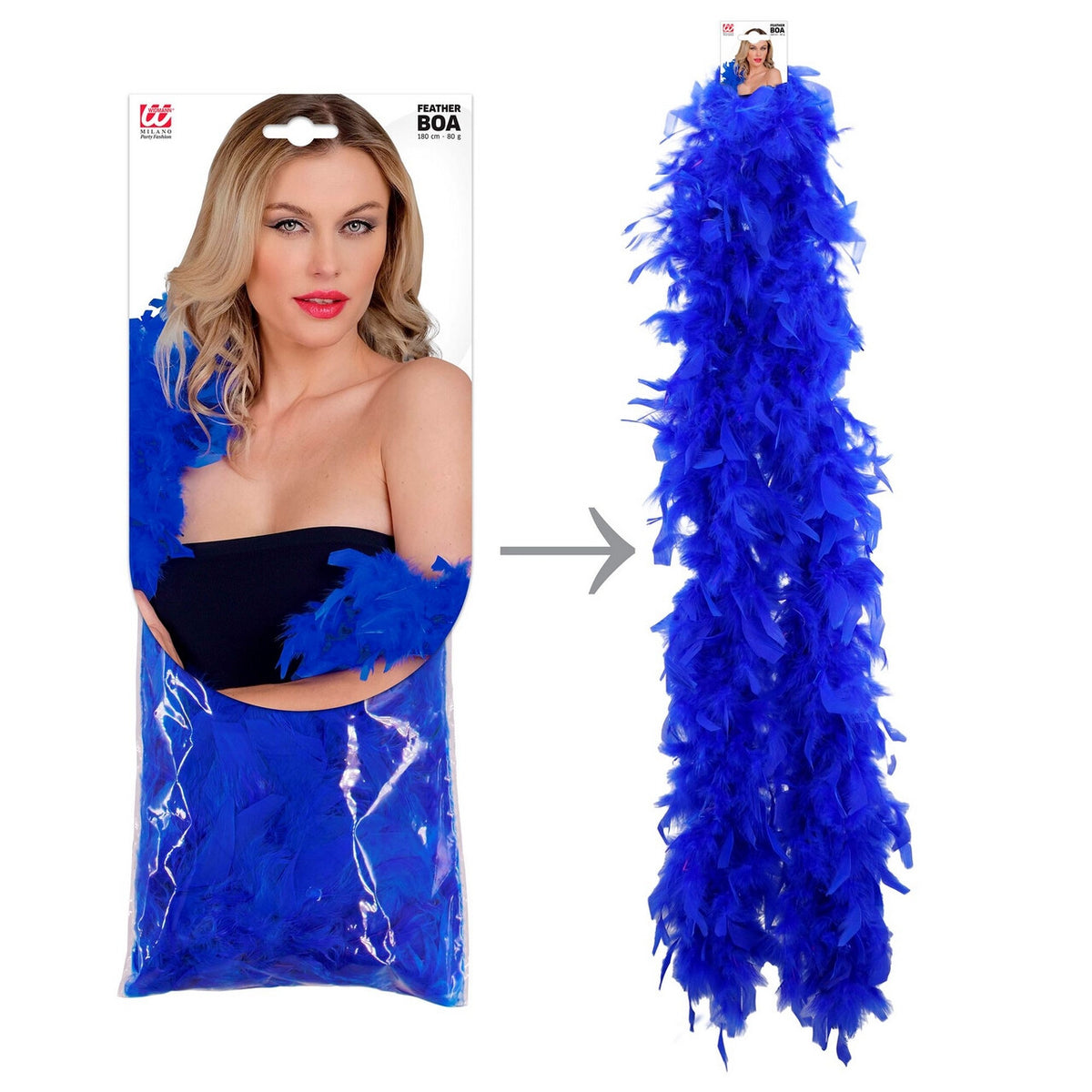 Op deze afbeelding zie je een Accessoires, van het merk Widmann. Boa Blauw 180 Centimeter 80 Gram