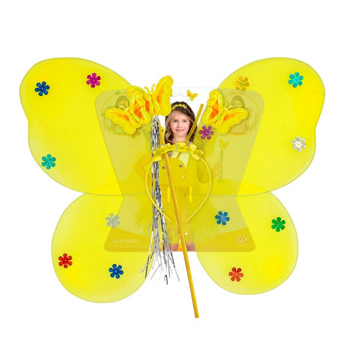 Op deze afbeelding zie je een Accessoires, van het merk Widmann. Gele Vlinder Sterrenfee Set