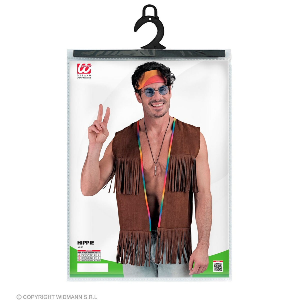 Op deze afbeelding zie je een Kostuums, van het merk Widmann. Hippie Western Vest Met Franjes Bruin Man
