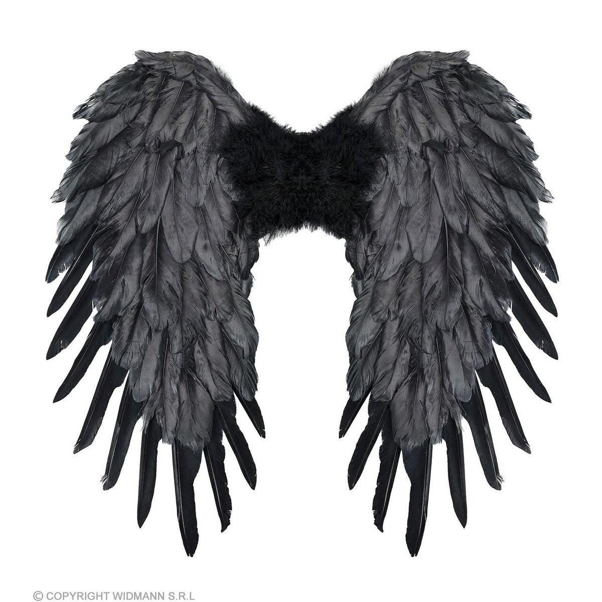 Op deze afbeelding zie je een Accessoires, van het merk Widmann. Dark Angel Vleugels Zwart Met Veren