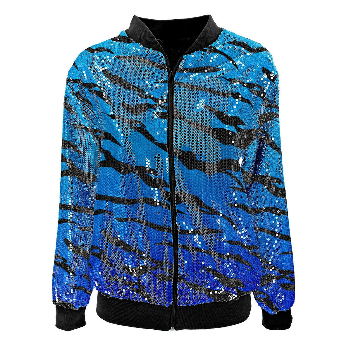 Op deze afbeelding zie je een Kostuums, van het merk Widmann. Bomberjack Pailletten Jas Avatar Blue Waves
