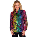 Chemise à Paillettes Imprimé Léopard Arc-En-Ciel