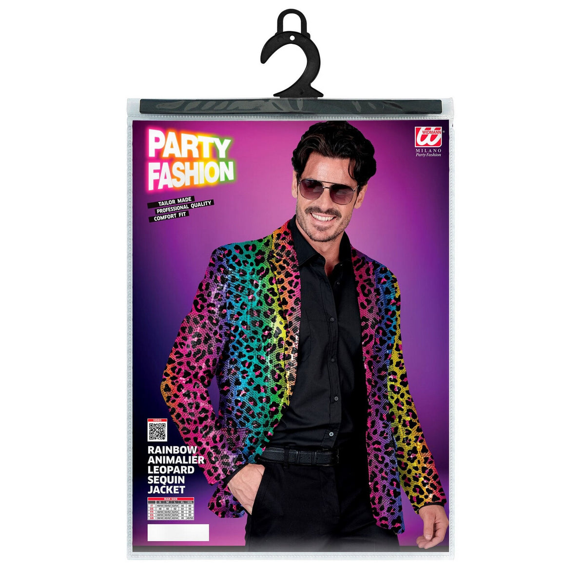 Op deze afbeelding zie je een Kostuums, van het merk Widmann. Pailletten Kleuren Feest Luipaard Colbert Man