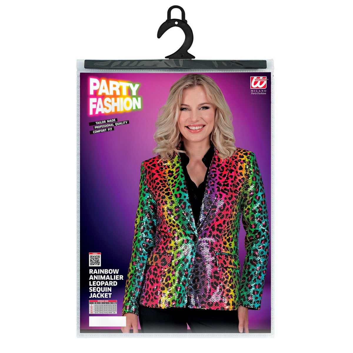 Op deze afbeelding zie je een Kostuums, van het merk Widmann. Pailletten Blazer Regenboog Jungle Fun Vrouw