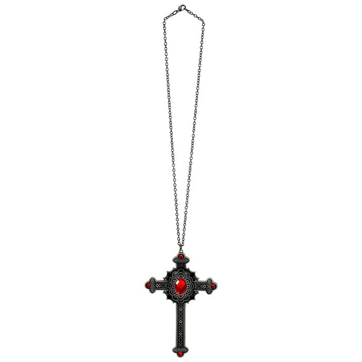 Op deze afbeelding zie je een Accessoires, van het merk Widmann. Gotische Ketting Kruis Met Rode Steen