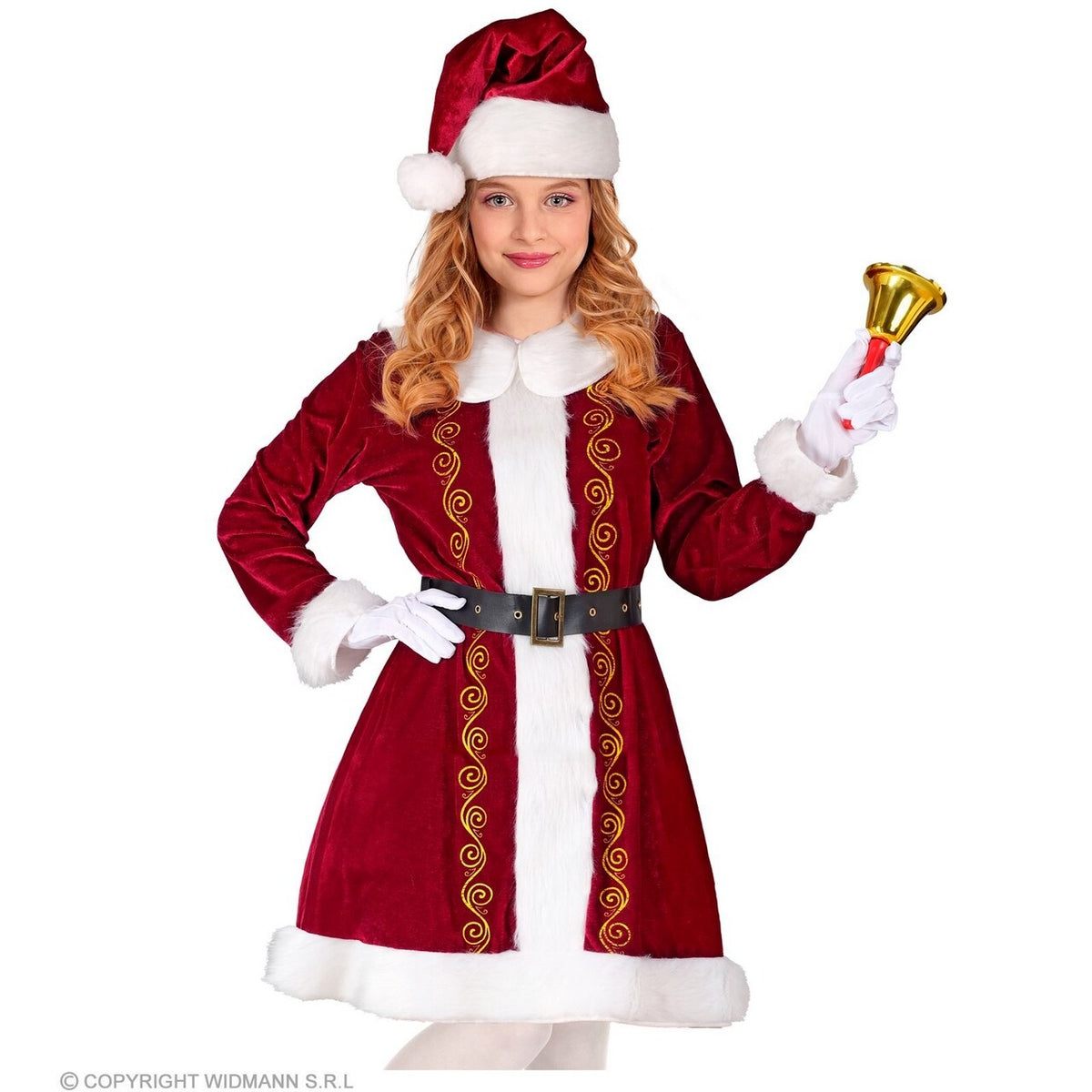 Op deze afbeelding zie je een Kostuums, van het merk Widmann. Jonge Miss Claus Kind Meisje Kostuum