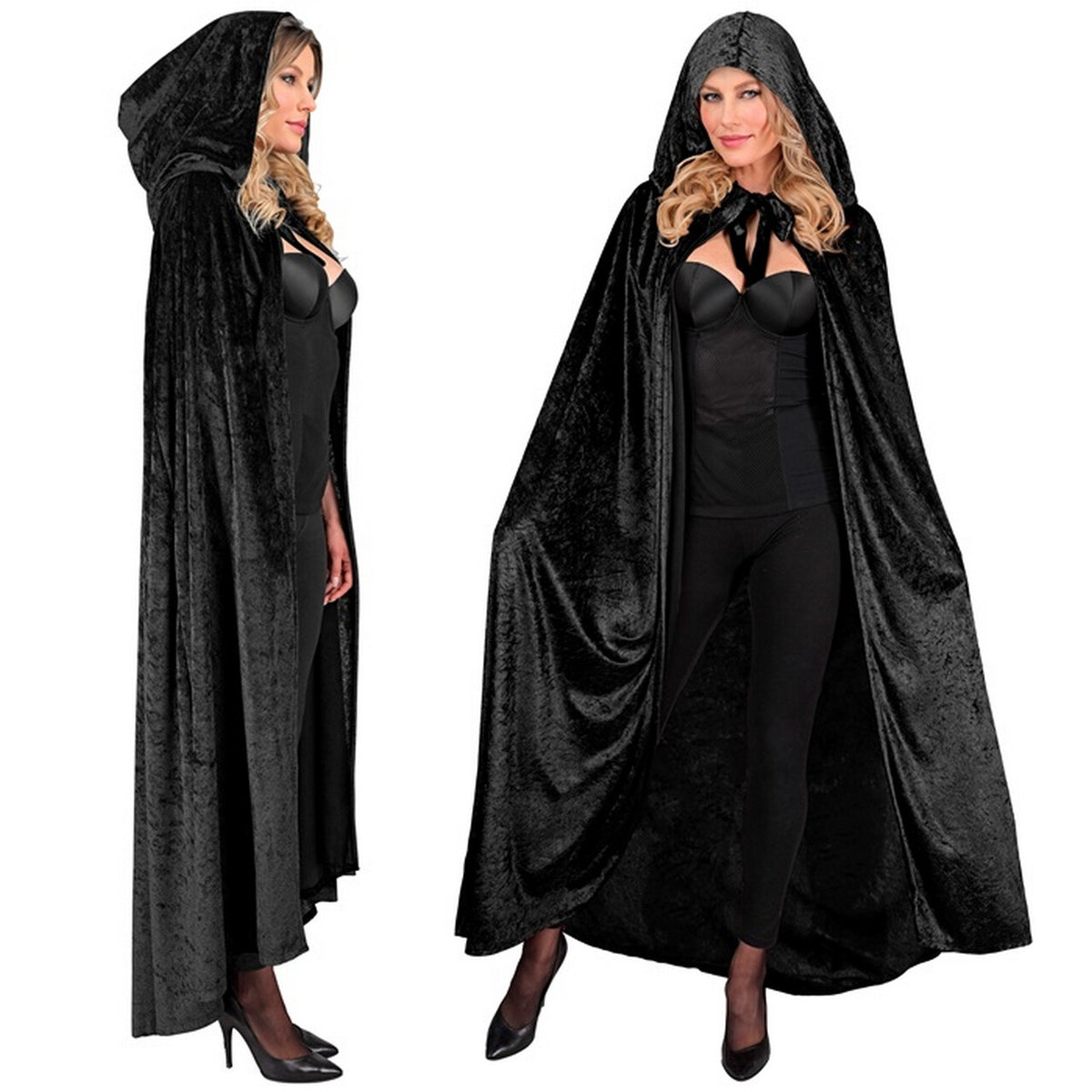 Op deze afbeelding zie je een Kostuums, van het merk Widmann. Fluwelen Cape Zwart 140 Centimeter