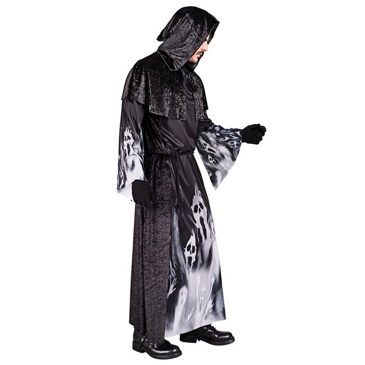 Op deze afbeelding zie je een Kostuums, van het merk Widmann. Screaming Souls Taker Man Kostuum