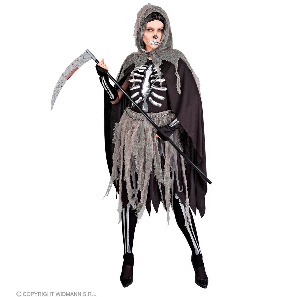 Op deze afbeelding zie je een Kostuums, van het merk Widmann. Magere Hein Dementor Vrouw Kostuum