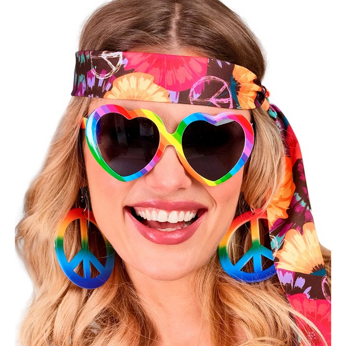 Op deze afbeelding zie je een Accessoires, van het merk Widmann. Rainbow Love Bril