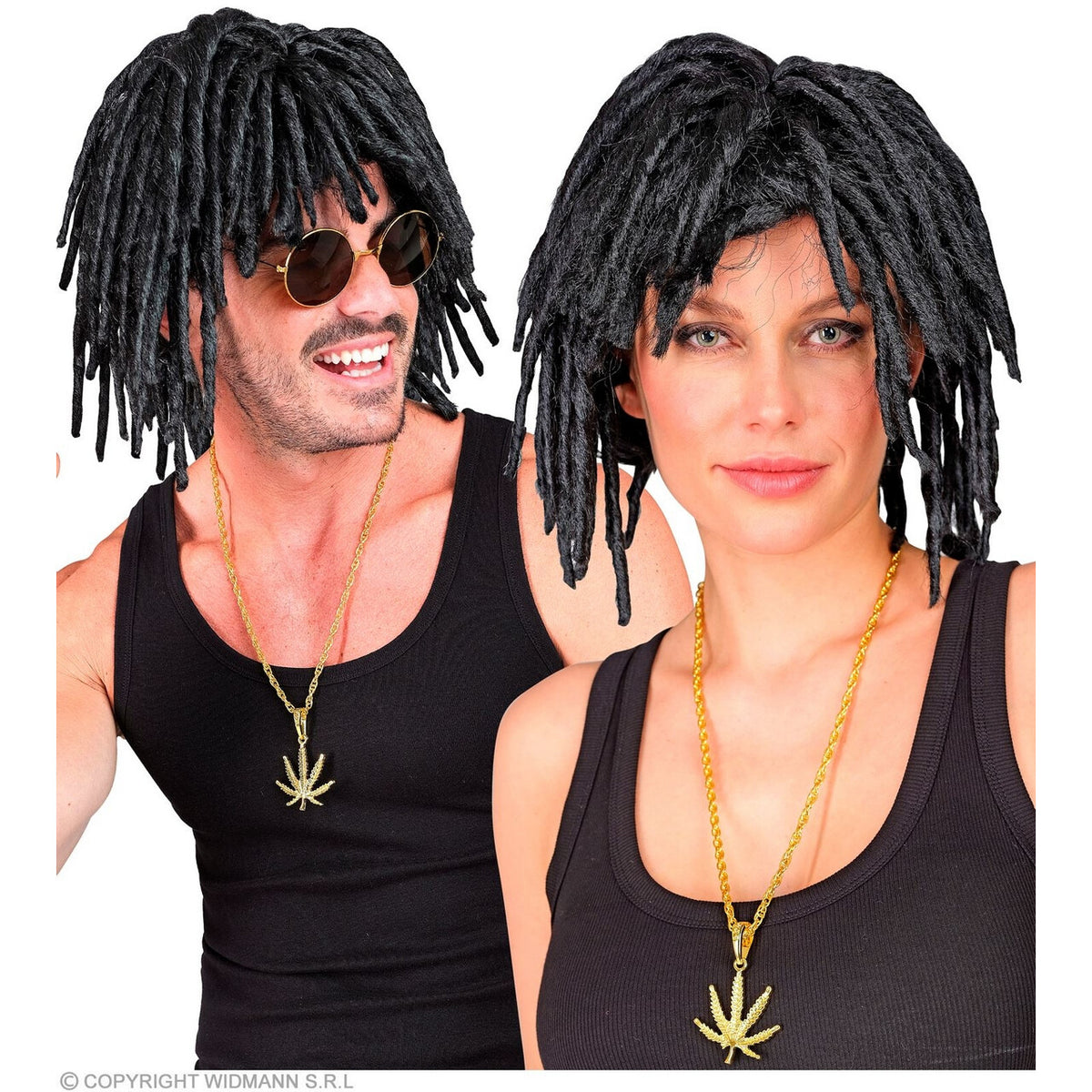 Op deze afbeelding zie je een Accessoires, van het merk Widmann. Ketting Marihuana Goud 65 Cm