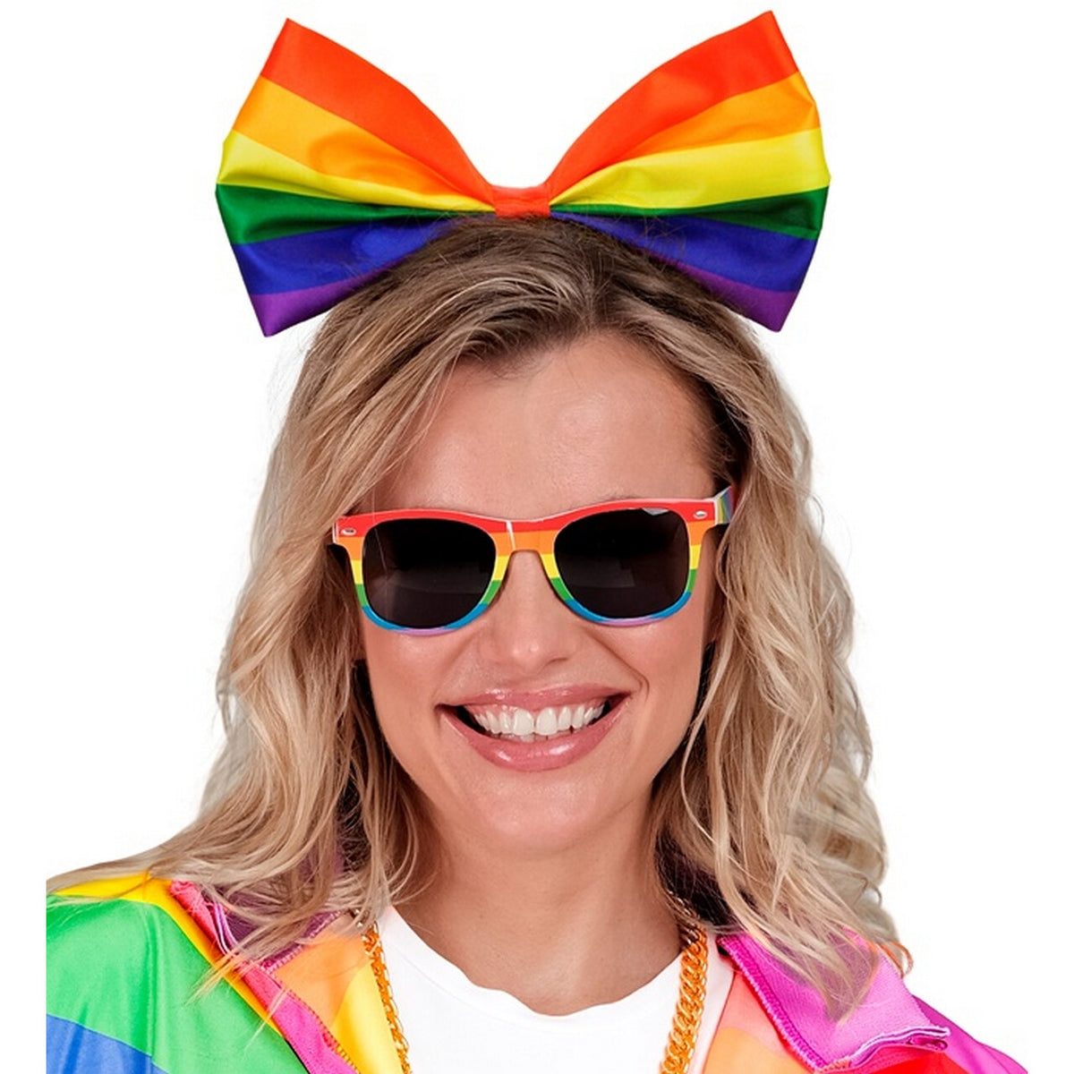 Op deze afbeelding zie je een Accessoires, van het merk Widmann. Hoofdband Met Regenboog Strik Jojo